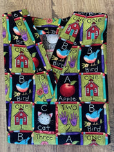 Load image into Gallery viewer, Novelty ABC 123 Medical Scrub Top One Two Three Counting Teachers Alphabet Unisex Style for Men & Women