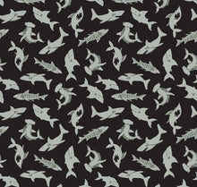 Load image into Gallery viewer, SHARK SPECIES ON BLACK Fabric Unisex Medical Surgical Scrub Caps Men & Women Tie Back and Bouffant Hat Styles