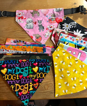 Load image into Gallery viewer, PURPLE FLORAL FLOWERS Cat and Dogs Bandana Easy Slide over collar