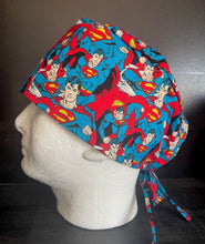 Load image into Gallery viewer, Superman Packed Super Hero Justice League Unisex Medical Surgical Scrub Caps Men & Women Tie Back and Bouffant Hat Styles