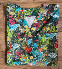 Load image into Gallery viewer, Hawaiian Ocean Sea Life Dolphins Coral Reef Medical Scrub Top Unisex Style for Men & Women