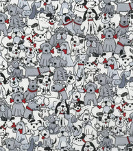 Load image into Gallery viewer, Funny Dogs Puppy Black and White Fabric Veterinary Unisex Medical Surgical Scrub Caps Men & Women Tie Back and Bouffant Hat Styles