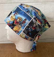 Load image into Gallery viewer, Super hero Marvel Comics CAPTAIN MARVEL Block Fabric Unisex Medical Surgical Scrub Caps Men & Women Tie Back and Bouffant Hat Styles