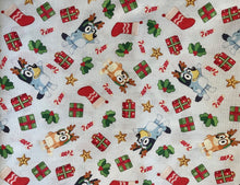 Load image into Gallery viewer, CHRISTMAS HOLIDAY BLUEY & BINGO REINDEERS Cartoon light blue Medical Scrub Top Unisex Style for Men & Women