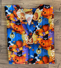 Load image into Gallery viewer, Halloween Medical Scrub Top Cats Pumpkins Unisex Style for Men & Women