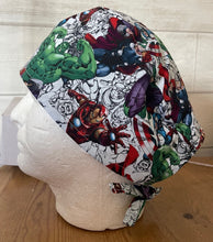 Load image into Gallery viewer, Marvel Avengers Superhero Captain America Iron Man Thor The Hulk Unisex Medical Surgical Scrub Caps Men & Women Tie Back and Bouffant Hat Styles