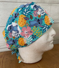 Load image into Gallery viewer, Lilo & Stitch Hawaiian Jungle Fabric Nurse Unisex Medical Surgical Scrub Caps Men & Women Tie Back and Bouffant Hat Styles