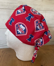 Load image into Gallery viewer, PHILADELPHIA PHILLIES Baseball Fabric Unisex Medical Surgical Scrub Caps Men & Women Tie Back and Bouffant Hat Styles