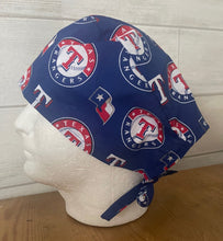 Load image into Gallery viewer, TEXAS RANGERS Baseball Unisex Medical Surgical Scrub Caps Men & Women Tie Back and Bouffant Hat Styles