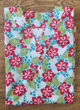 Load image into Gallery viewer, Hawaiian Medical Scrub Top Tropical Hibiscus Flowers Unisex Style for Men & Women