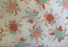 Load image into Gallery viewer, Floral Mint Peach Metallic Flowers Medical Scrub Top Unisex Style for Men & Women