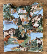 Load image into Gallery viewer, Horses Medical Scrub Top Roaming Wild Pasture Lake Unisex Relax Style for Men & Women
