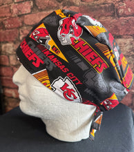 Load image into Gallery viewer, KANSAS CITY CHIEFS FOOTBALL Unisex Medical Surgical Scrub Caps Men & Women Tie Back and Bouffant Hat Styles