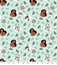 Load image into Gallery viewer, Moana, Pua & Hei Hei green badge fabric Medical Scrub Top Unisex Style for Men & Women