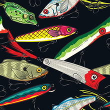 Load image into Gallery viewer, Gone Fishing Fish Variety Medical Scrub Top Unisex Style for Men & Women