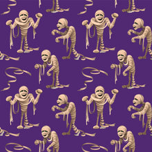 Load image into Gallery viewer, Halloween Medical Scrub Top Terrifying Mummy Purple Unisex Style for Men & Women