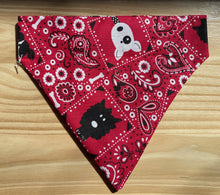 Load image into Gallery viewer, RED BANDANA DOGS FABRIC Cat and Dogs Bandana Easy Slide over collar