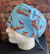 Load image into Gallery viewer, St Louis Cardinals Baseball Fabric Unisex Medical Surgical Scrub Caps Men & Women Tie Back and Bouffant Hat Styles