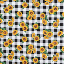 Load image into Gallery viewer, Sunflower Buffalo Check Medical Scrub Top Floral Fabric Unisex Relaxed Style for Men & Women