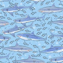 Load image into Gallery viewer, SHARKS light blue Fabric Unisex Medical Surgical Scrub Caps Men & Women Tie Back and Bouffant Hat Styles