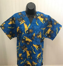 Load image into Gallery viewer, TONKA DUMP TRUCK *TIME TO WORK* Construction Vehicle Medical Scrub Top Unisex Style for Men & Women