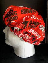 Load image into Gallery viewer, CLEVELAND BROWNS DAWG POUND FOOTBALL Unisex Medical Surgical Scrub Caps Men & Women Tie Back and Bouffant Hat Styles