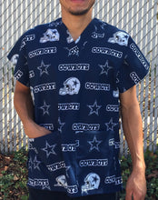 Load image into Gallery viewer, Football Cowboys Medical Scrub Top Unisex Relaxed Fit Style Men's Scrub Top & Women's Scrub Top
