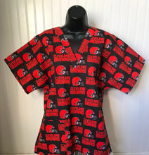 Load image into Gallery viewer, Football Cleveland Browns Medical Scrub Top Unisex Relaxed Fit Men's Scrub Top Women's Scrub Top