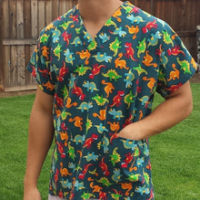 Load image into Gallery viewer, Dinosaur Medical Scrub Top Unisex Style for Men & Women