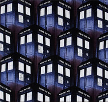 Load image into Gallery viewer, BBC Doctor Who Show POLICE PACKED TARDIS Fabric Unisex Medical Surgical Scrub Caps Men & Women Tie Back and Bouffant Hat Styles