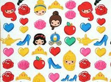 Load image into Gallery viewer, EMOJI Princesses Cinderella Arielle Snow White Belle Rapunzel White Fabric Unisex Medical Surgical Scrub Caps Men & Women Tie Back and Bouffant Hat Styles