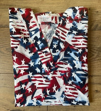 Load image into Gallery viewer, Patriotic Medical Scrub Top American USA Flags Stars & Stripes Unisex Style for Men & Women