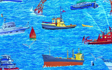 Load image into Gallery viewer, Nautical Harbor Boats, Ferry & Tug Boats Nurse Medical Scrub Top Unisex Style for Men & Women