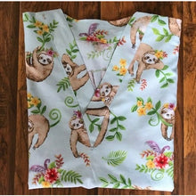 Load image into Gallery viewer, Sloth Medical Scrub Top Hawaiian Sloth Relaxed Fit Unisex Style Scrub Shirt for Men & Women
