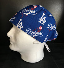 Load image into Gallery viewer, LA Dodgers Baseball Fabric Unisex Medical Surgical Scrub Caps Men & Women Tie Back and Bouffant Hat Styles