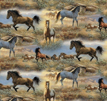 Load image into Gallery viewer, Horses Medical Scrub Top in the Prairie Unisex Style Shirt for Men & Women