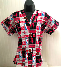 Load image into Gallery viewer, Basketball Houston Rockets Medical Scrub Top Unisex Relaxed Style Men's Scrub Top Women's Scrub Top