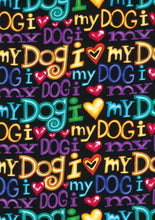 Load image into Gallery viewer, Solid Black Scrub Top with I Love My Dog Fabric on *Neck Band & Pocket Options* Medical Scrub Top Unisex Style Shirt for Men & Women