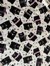 Load image into Gallery viewer, Cat Medical Scrub Top Black Puffy Kitty Cat Pink Collar Unisex Style for Men & Women