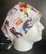 Load image into Gallery viewer, AVENEGERS Characters Black Unisex Medical Surgical Scrub Caps Men & Women Tie Back and Bouffant Hat Styles