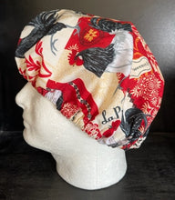 Load image into Gallery viewer, French Rooster Country Patch Large Print Fabric Unisex Medical Surgical Scrub Caps Men & Women Tie Back and Bouffant Hat Styles