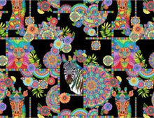 Load image into Gallery viewer, Bright Colorful Safari Animals Tie Dye on Black Fabric Nurse Medical Scrub Top Unisex Style Shirt for Men & Women