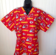 Load image into Gallery viewer, Football Kansas City Chiefs Medical Scrub Top Unisex Relaxed Fit Men's Scrub Top Women's Scrub Top