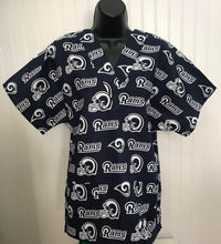 Load image into Gallery viewer, Football Rams Medical Scrub Top Unisex Relaxed Fit Men's Scrub Top Women's Scrub Top