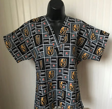 Load image into Gallery viewer, Hockey Vegas Golden Knights Medical Scrub Top Unisex Relaxed Style Men's Scrub Top & Women's Scrub Top
