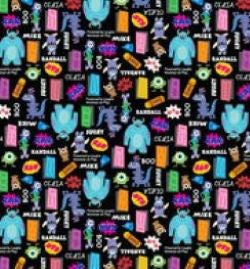 monsters inc fabric MONSTERS INC CHARACTERS Black Fabric Unisex Medical Surgical Scrub Cap – DDSewHappyScrubs