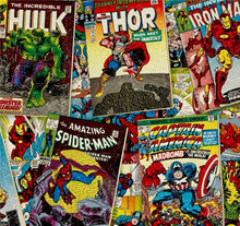 Load image into Gallery viewer, Super Heroes Comic Book Covers AVENEGERS Characters Captain America Iron Man Thor Spider-Man Hulk Unisex Medical Surgical Scrub Caps Men & Women Tie Back and Bouffant Hat Styles