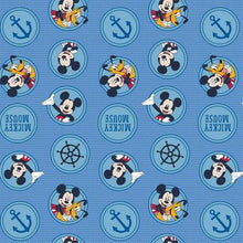 Load image into Gallery viewer, Nautical Mickey Mouse Pluto Anchor Porthole Blue Fabric Nurse Medical Scrub Top Unisex Style for Men & Women