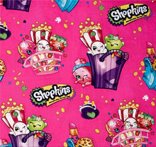Load image into Gallery viewer, Shopkins Grocery Bag of Fun Cartoon Pink Fabric Nurse Medical Scrub Top Unisex Style for Men & Women