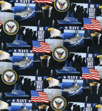 Load image into Gallery viewer, Patriotic Military US Navy Hero No Self But Country Fabric Nurse Medical Scrub Top Unisex Style for Men & Women